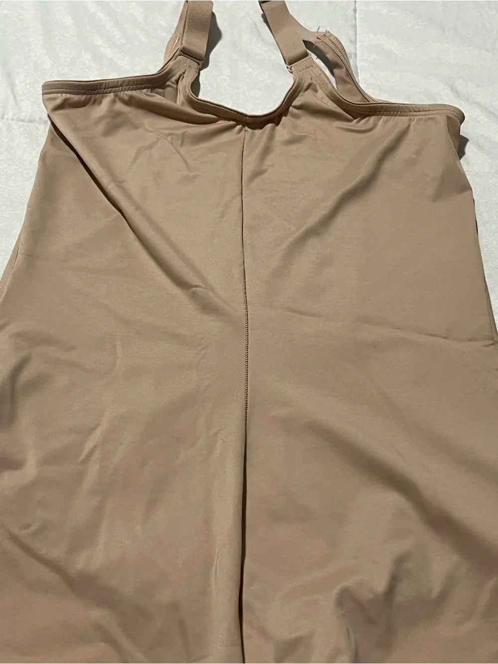 Girls Beige One-Piece Swimsuit with Adjustable Straps